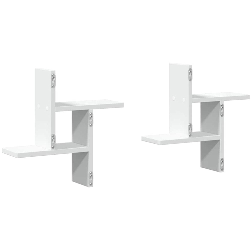vidaXL 38 x 12 x 38cm White Wooden Wall Shelf 2 Pack Image 5