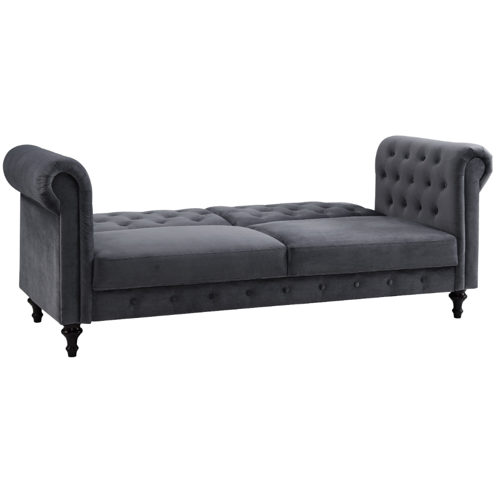 Home Detail Calgary Double Sleeper Dark Grey Velvet Sofa Bed Image 3
