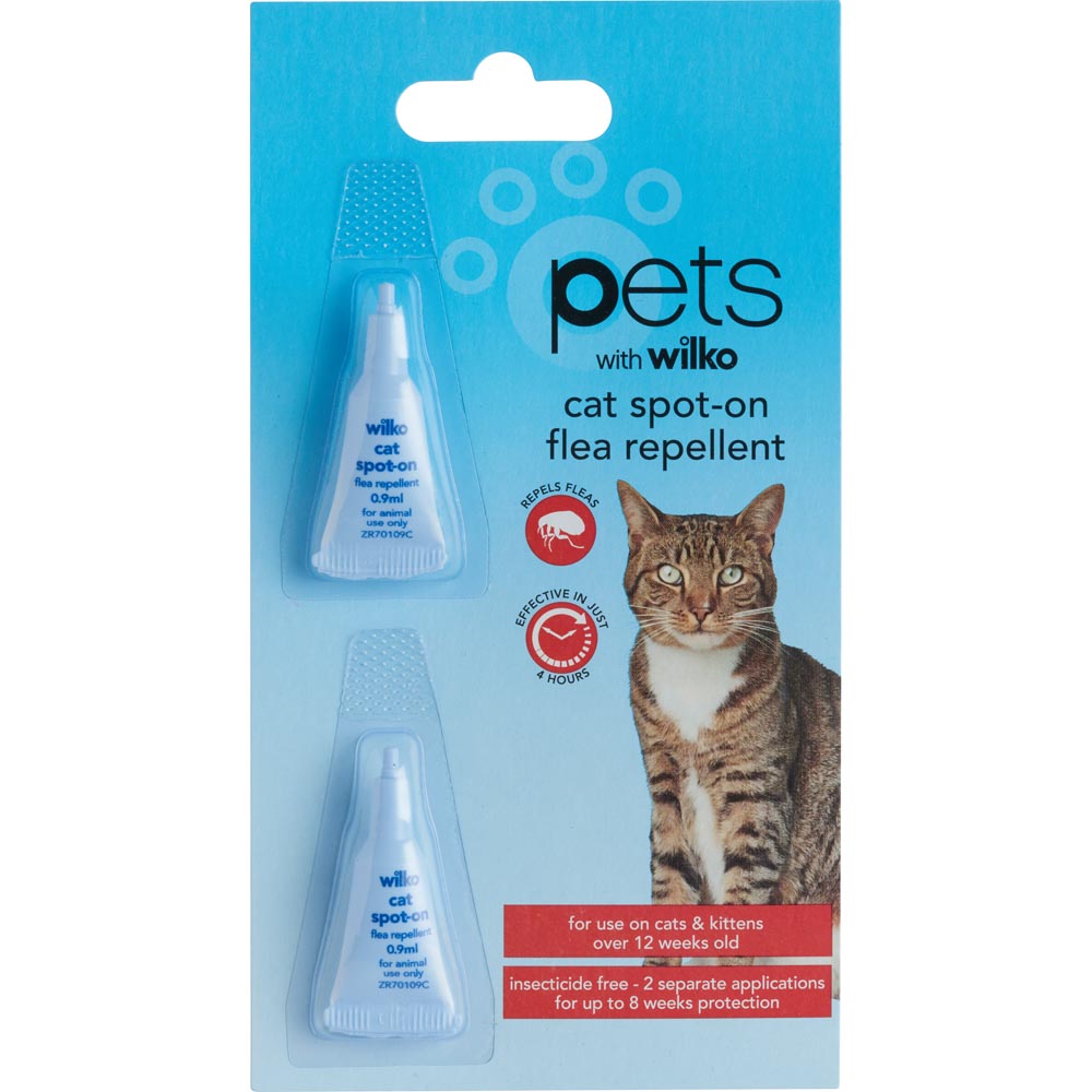 Wilko Cat Spot On Flea Repellent 2 Tubes Image 1