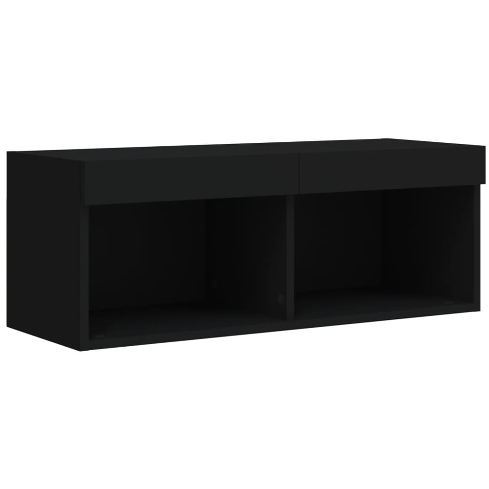 vidaXL 2 Shelf Black Wall Mounted LED TV Cabinet Image 2