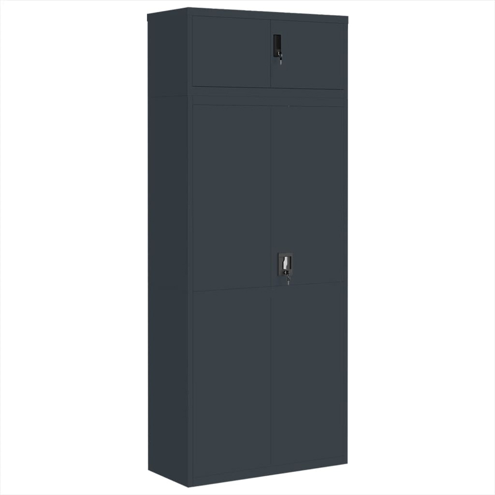 vidaXL 2 Door Anthracite Steel Archive Cabinet Set of 2 Image 2