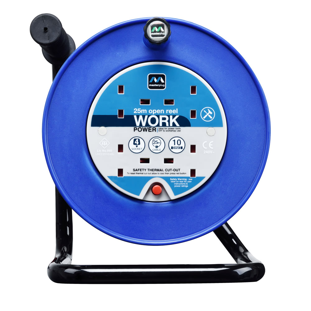 Masterplug 10 Amp 25m 4 Gang Cable Reel Wilko