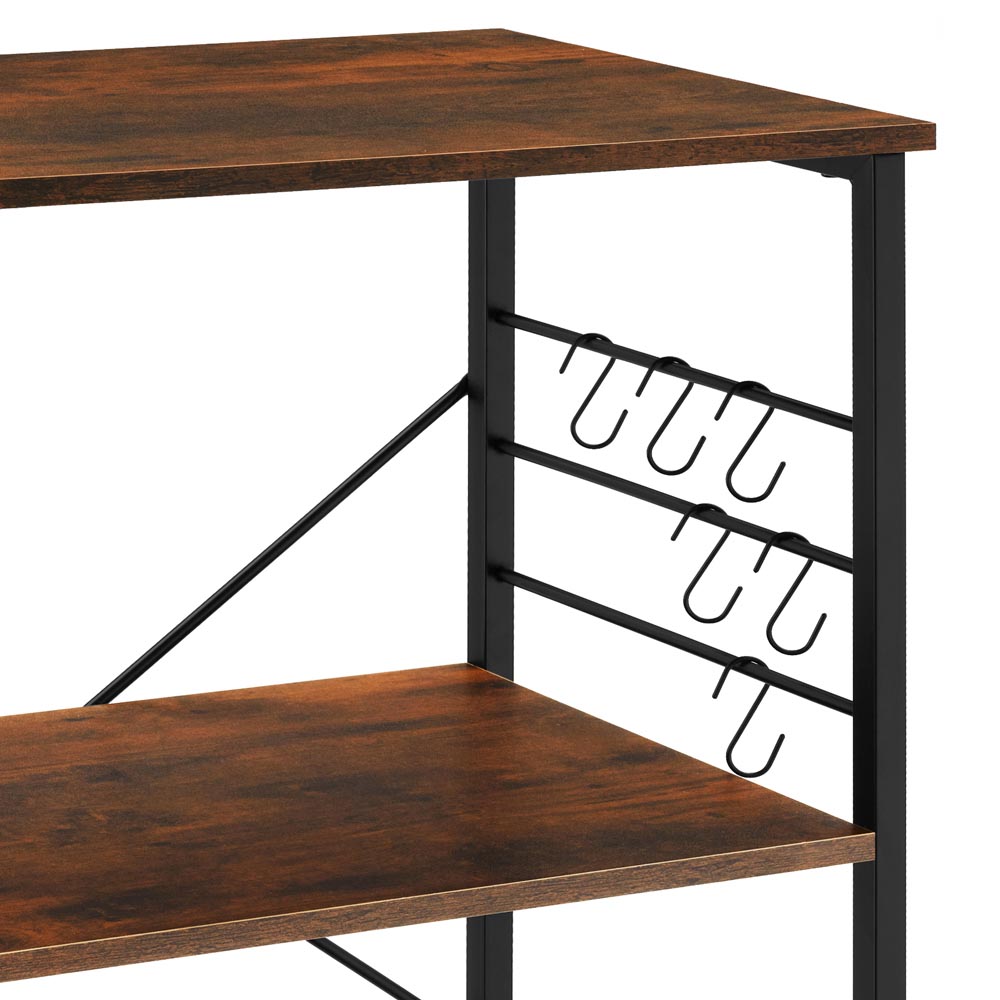 tectake Rugby 2 Shelf Dark Wood Drink Trolley with Parking Brake Image 5