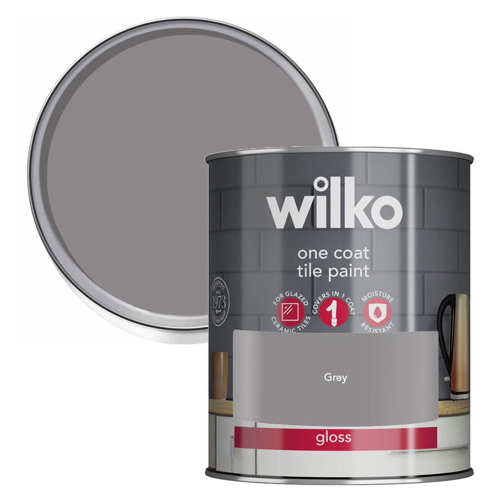 Wilko One Coat Dark Grey Tile Paint 750ml Image 1