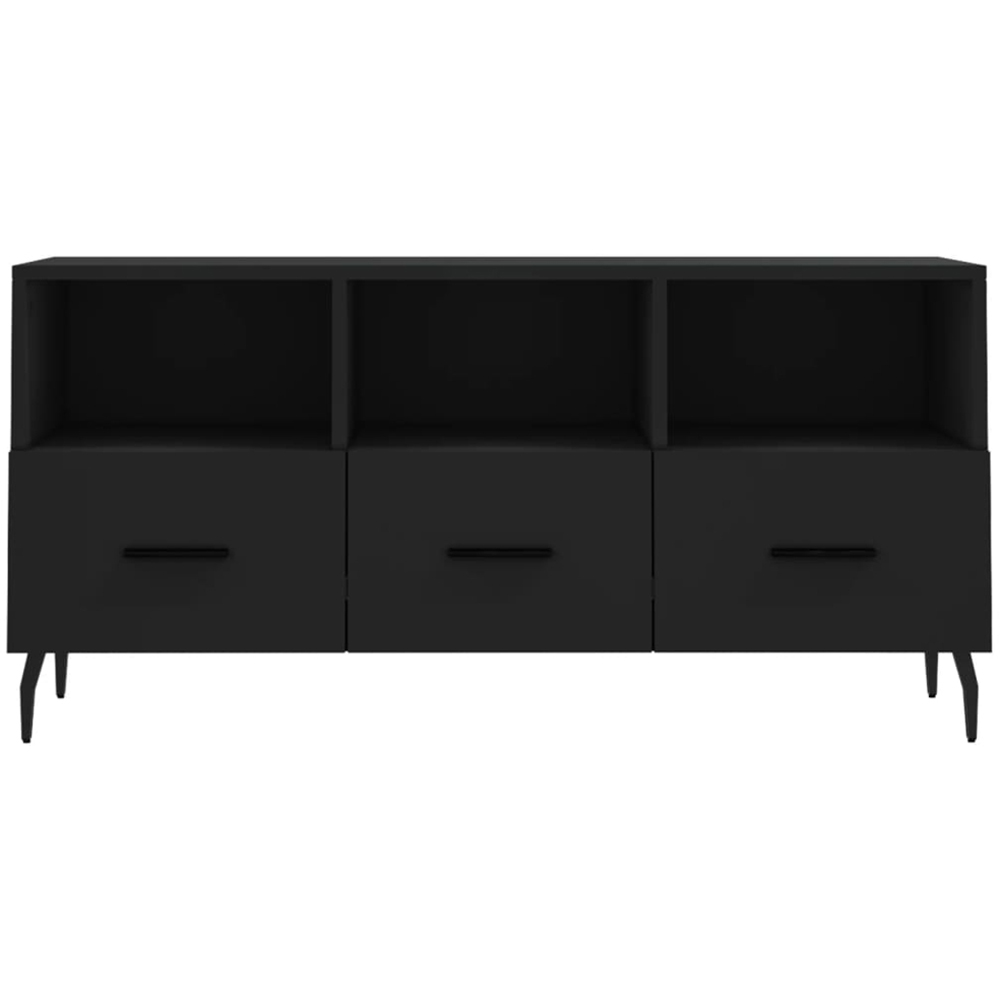 vidaXL 3 Drawer 3 Shelf Black TV Cabinet Image 5