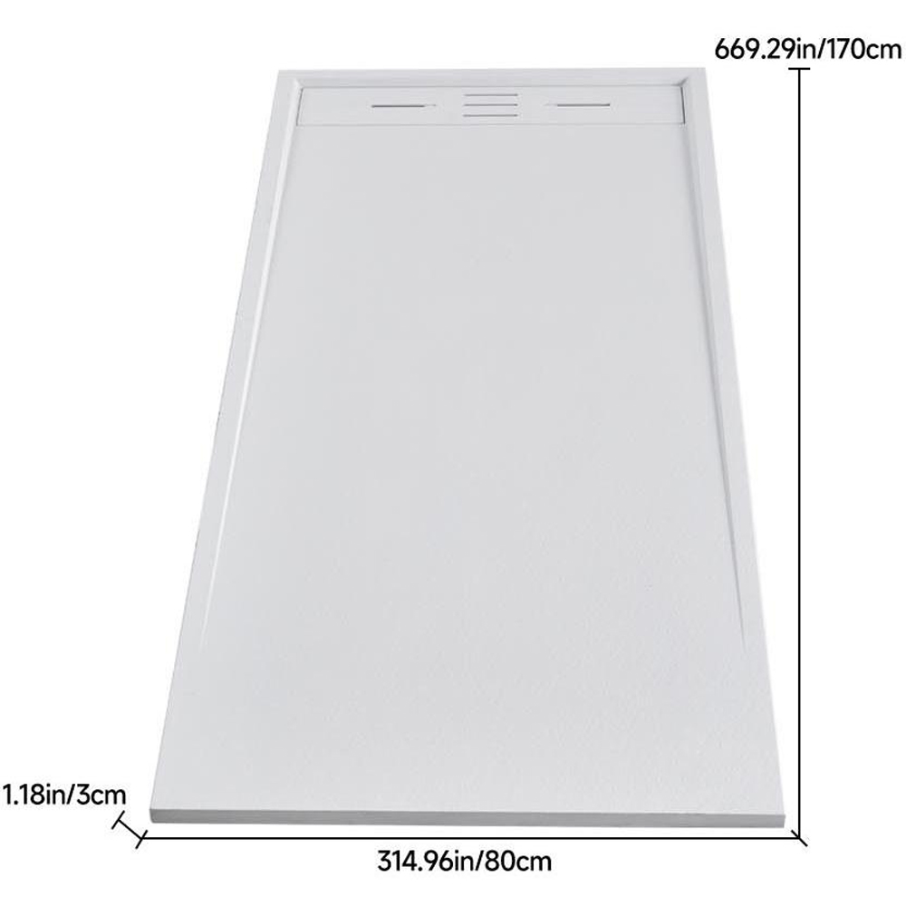 H&O Direct White Sleek Rectangular Shower Tray 170cm Image 4