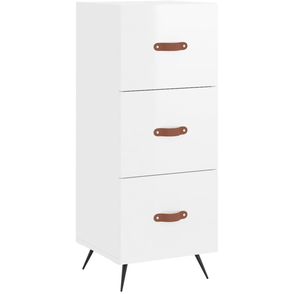 vidaXL 3 Drawer High Gloss White Sideboard Image 2