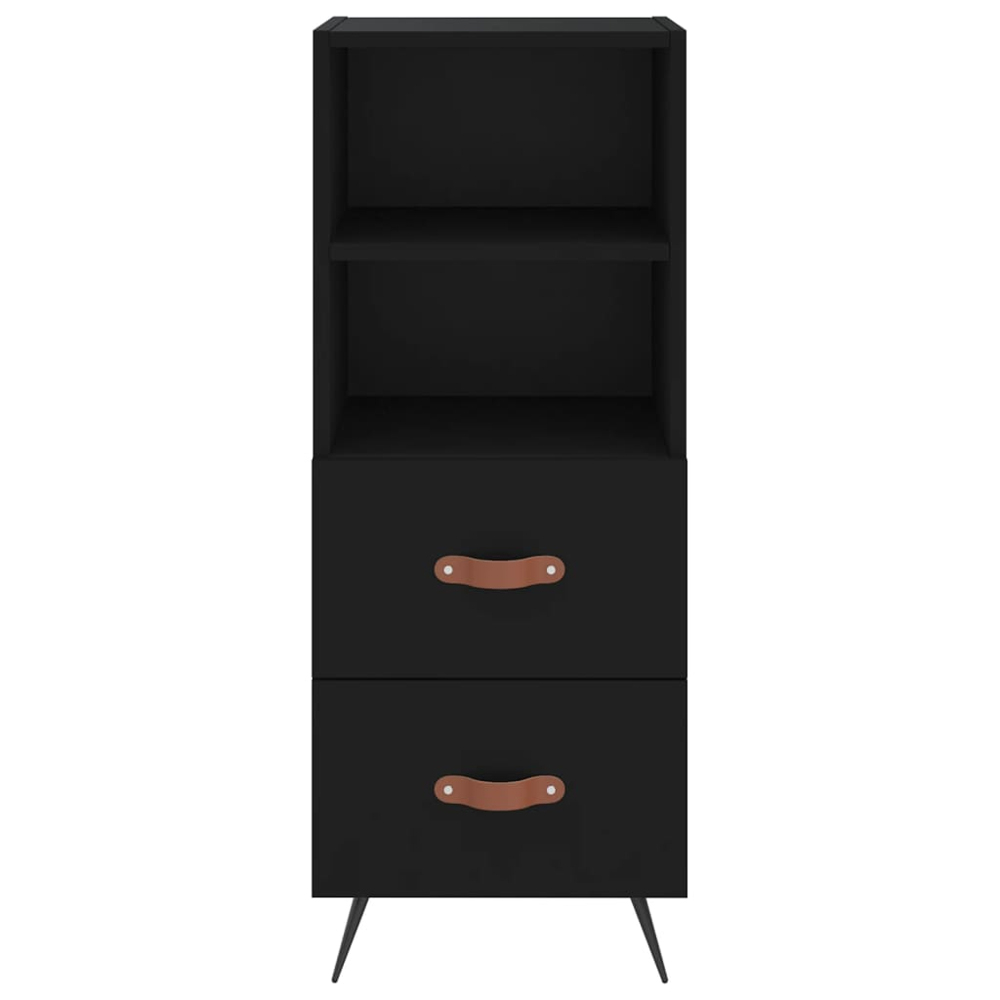 vidaXL 2 Drawer Single Shelf Black Sideboard Image 6
