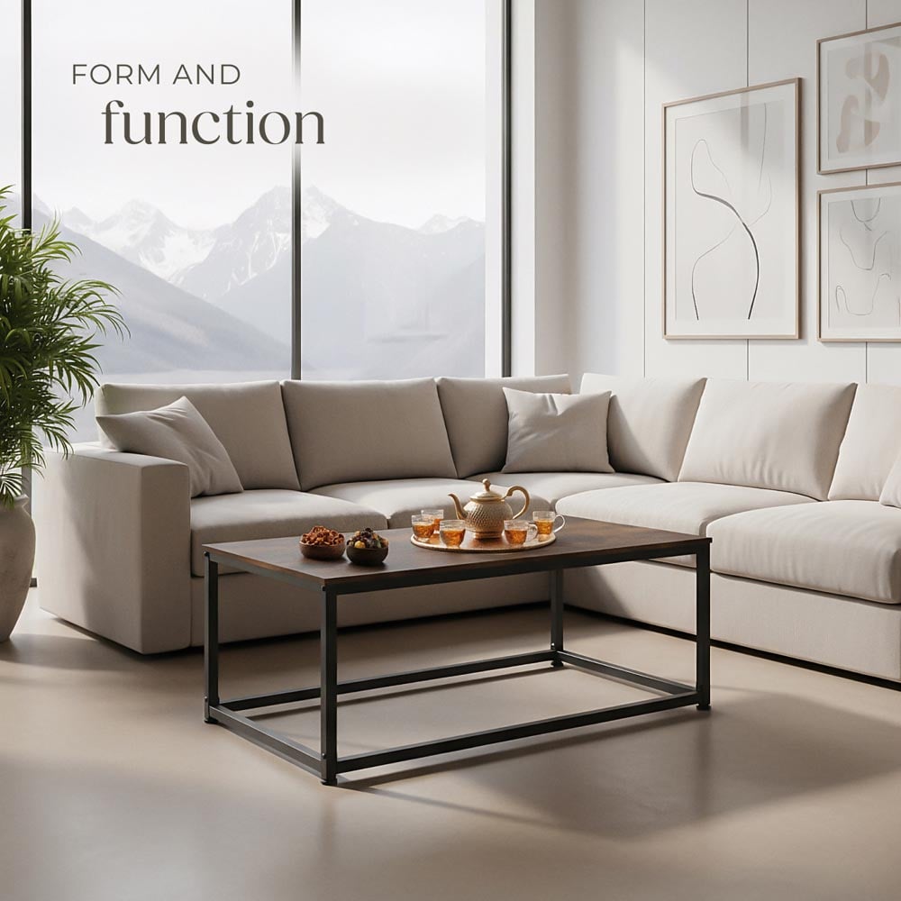 tectake Lynch Industrial Dark Wood Rectangular Coffee Table Image 8
