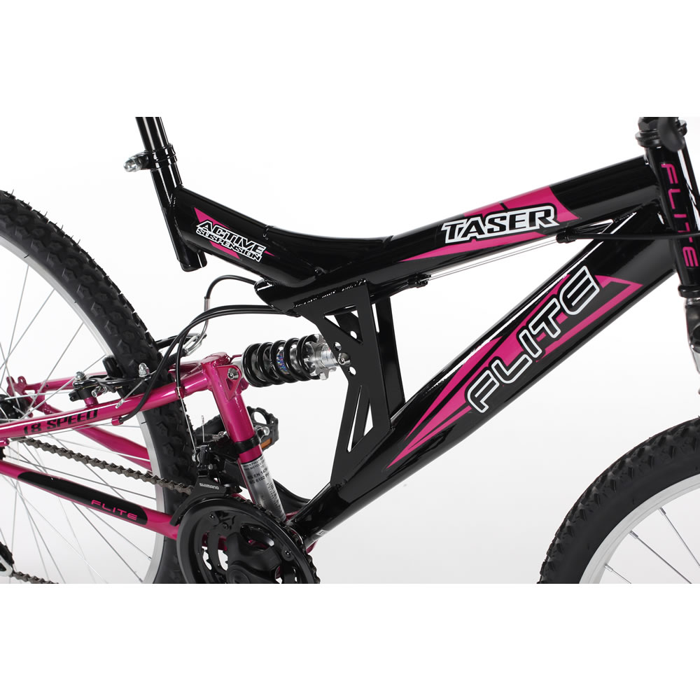 Flite Taser Kids Dual Suspension 18 Speed 14" Black/Pink Bike Image 3