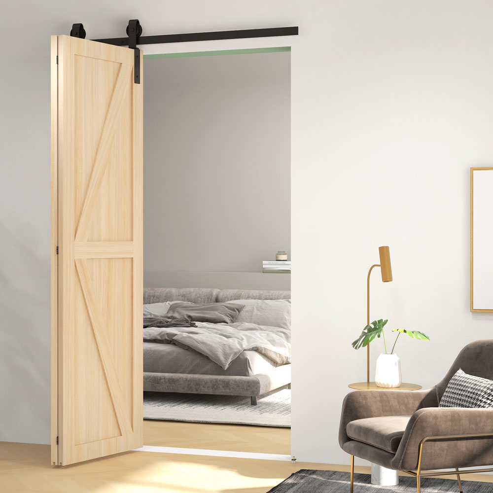 HOMCOM Bi-Folding Sliding Barn Sliding Door Hardware Set 4ft Image 3