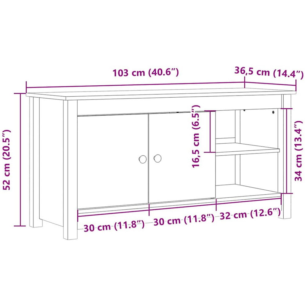 vidaXL 2 Door 2 Open Shelf Brown TV Cabinet Image 9