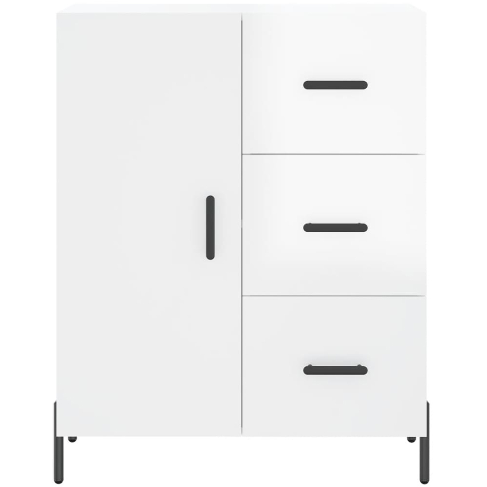 vidaXL Single Door 3 Drawer High Gloss White Sideboard Image 5
