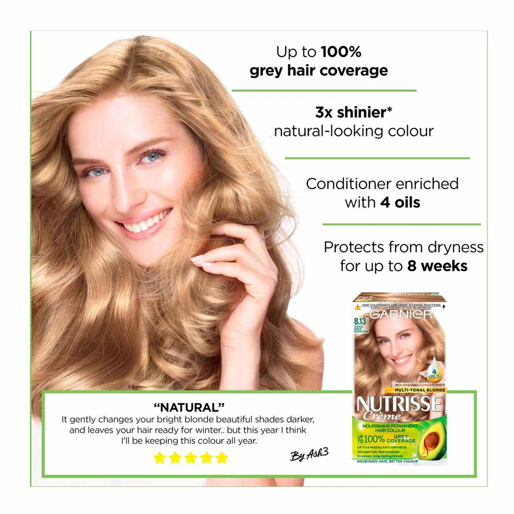 Garnier Nutrisse 8.13 Natural Medium Beige Blonde Permanent Hair Dye Image 3