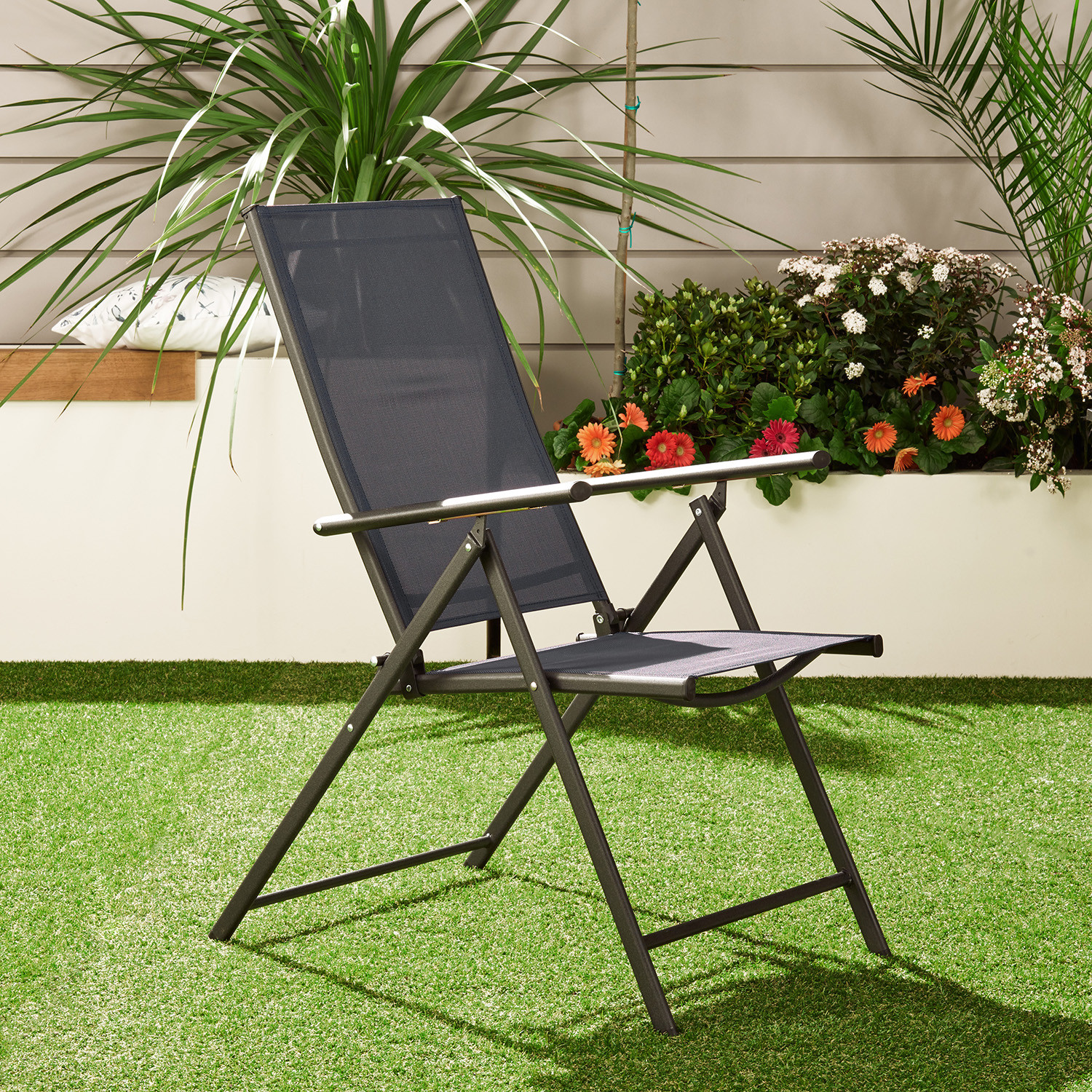 Malay Outdoor Essentials Rio 5 Position Navy Garden Chair Image 1