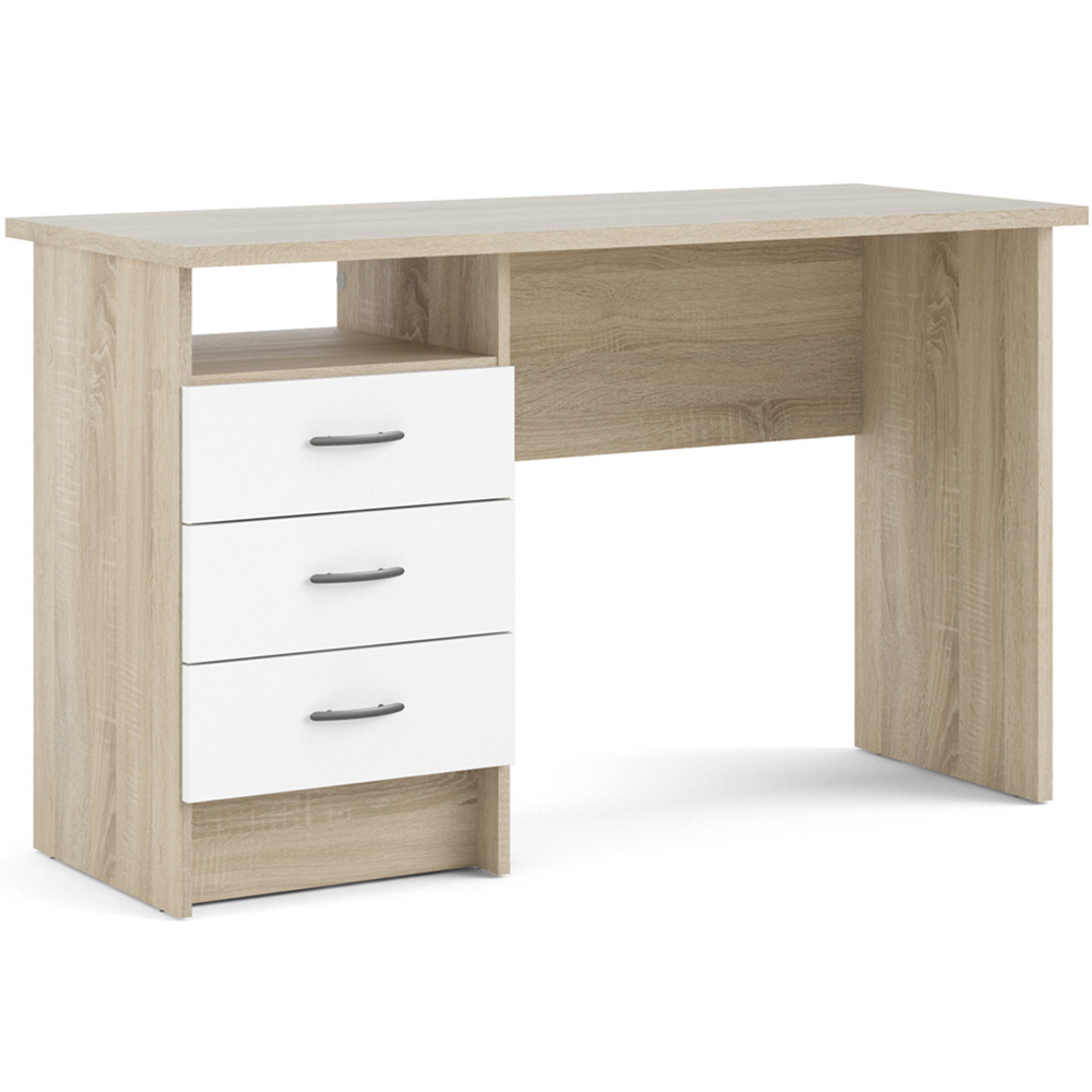 Florence Function Plus 3 Drawer Desk White and Oak Image 2