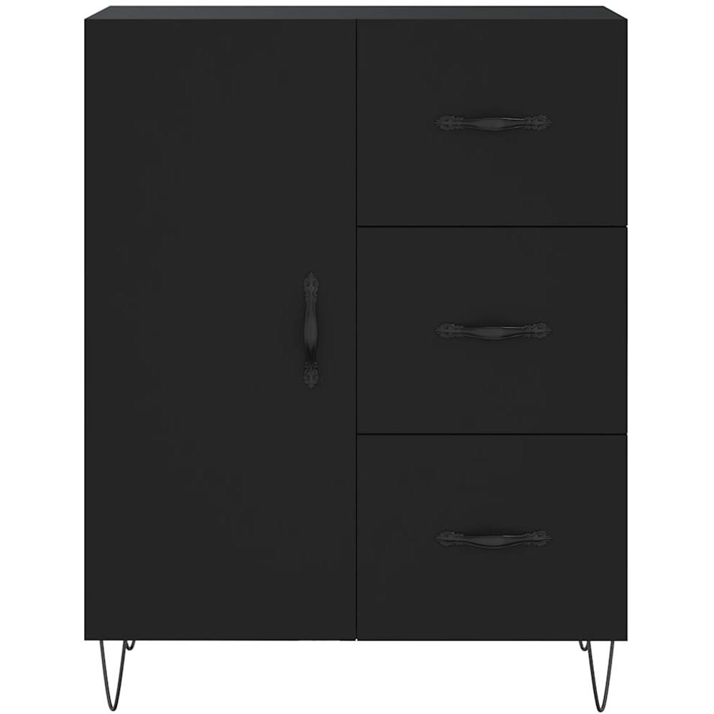 vidaXL Single Door 3 Drawer Black Sideboard Image 5