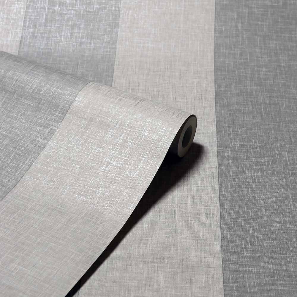 Arthouse Linen Stripe Grey Wallpaper Image 2