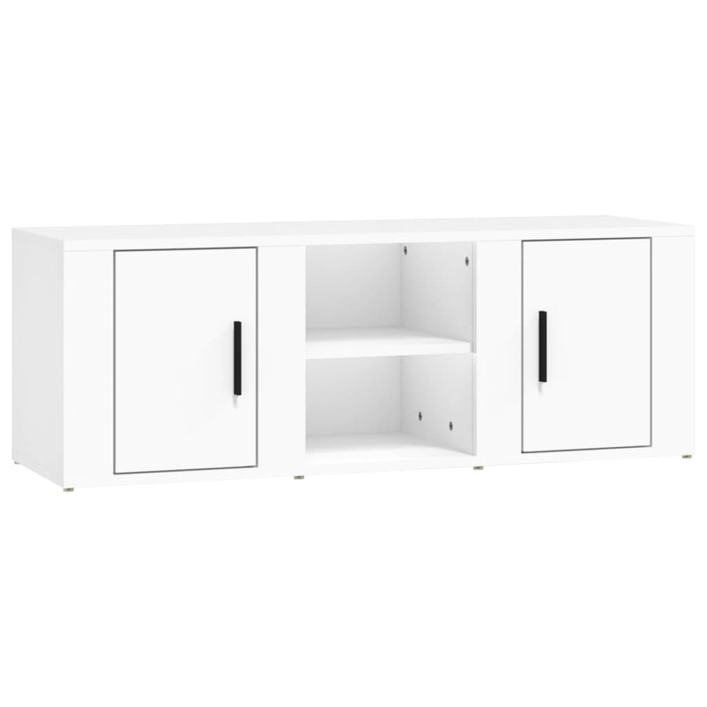 vidaXL 2 Door 2 Shelf White TV Cabinet Image 2