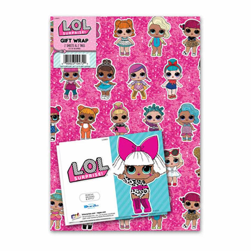 LOL Gift Wrap 2 Sheets and Tags Image