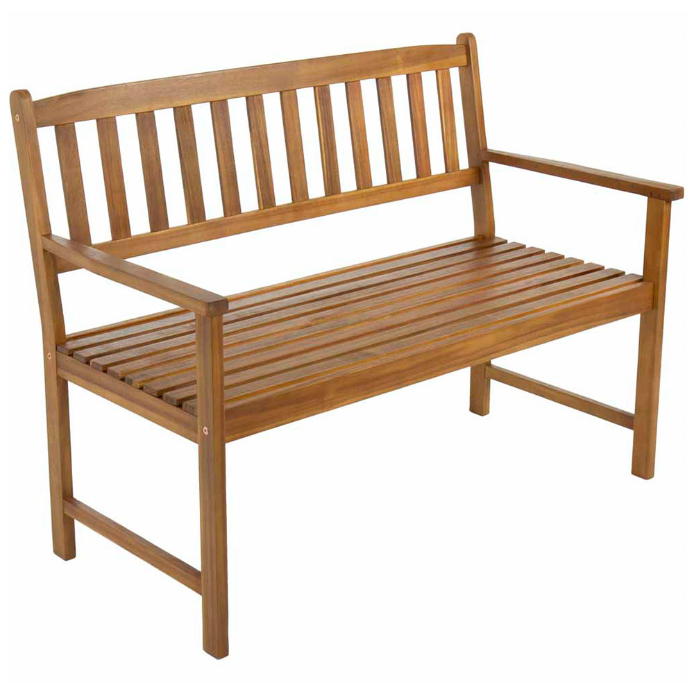 Charles Bentley FSC Acacia 2-3 Seater Wooden Bench  - wilko  - Garden & Outdoor This garden bench is made from FSC-approved acacia wood. It is handcrafted to the highest standard with chunky arms and legs and can seat 2-3 people. The bench is solid and hardwearing, but it is recommended that it is covered out of season. It is ideal for relaxing in the garden during the summer months. Charles Bentley FSC Acacia 2-3 Seater Wooden Bench . Garden Furniture