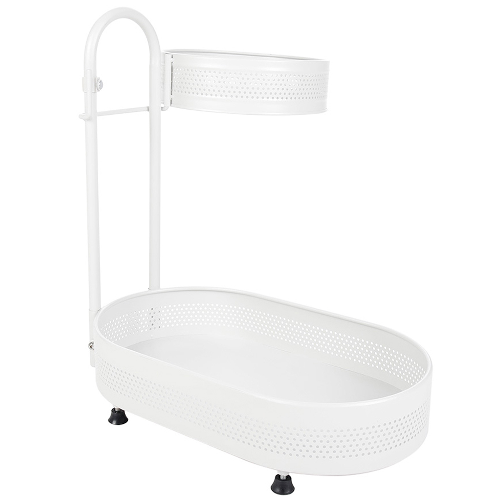 Living and Home White 2 Tier Metal Kitchen Rotating Spice Rack Image 1