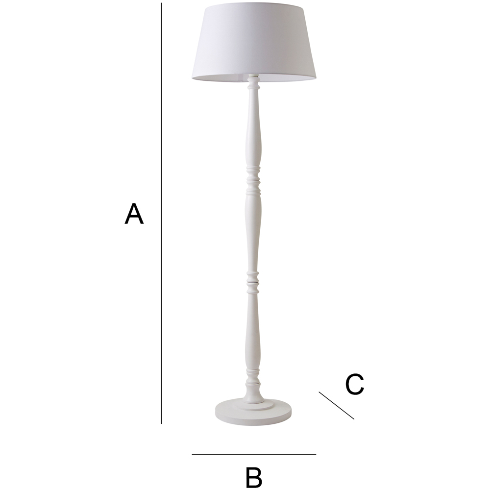 ValueLights Victoria White Fabric Tapered Shade Light Wood Traditional Stem LED Floor Lamp Image 8
