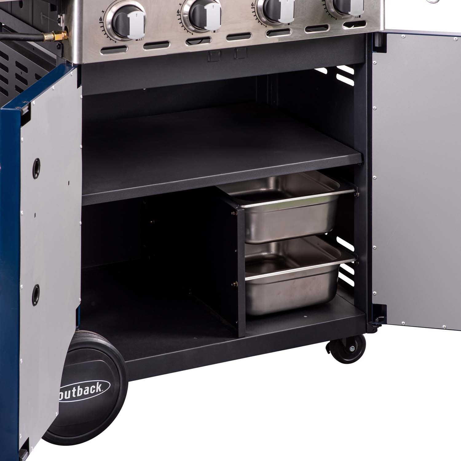 Outback Saturn Pro Blue and Silver 4 Burner Gas BBQ Image 16