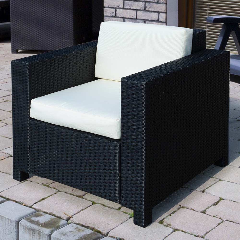 Outsunny Black Rattan Armchair with Cushion Image