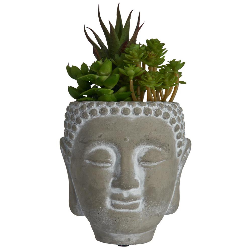 Wilko Faux Succulent in Buddha Pot Image 1