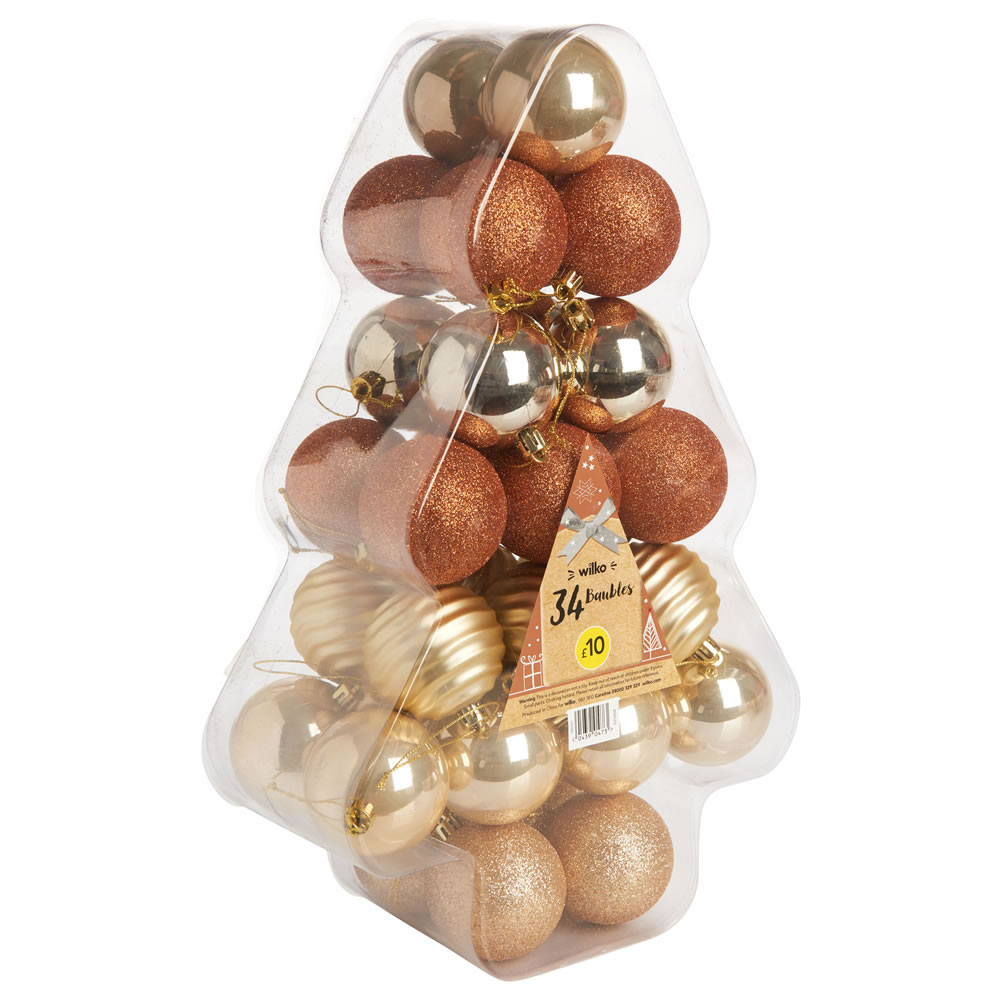 Wilko 34 pack Country Christmas Assorted Baubles Image