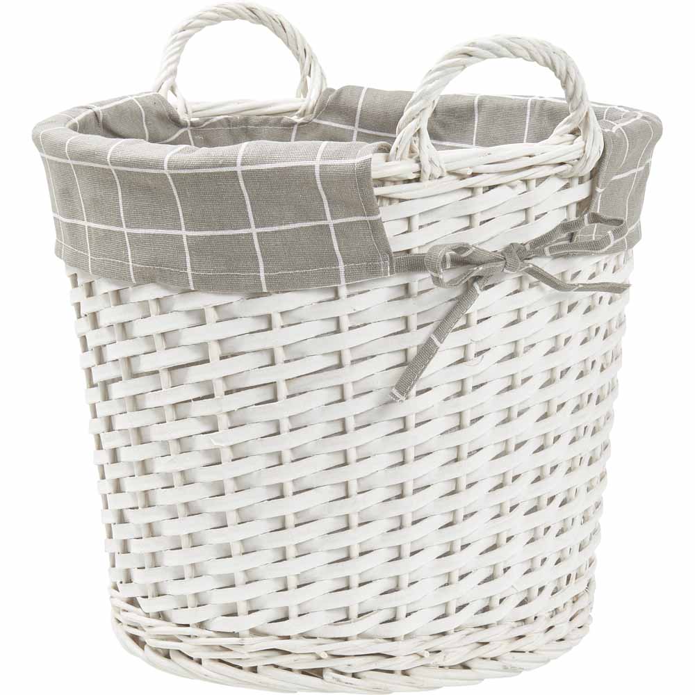 Wilko White Round Wicker Basket Image 8