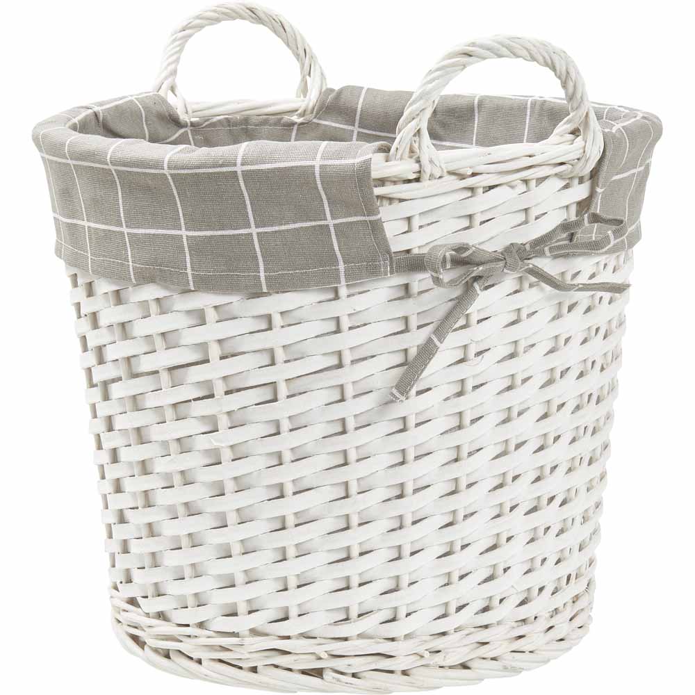 Wilko White Round Wicker Basket Wilko