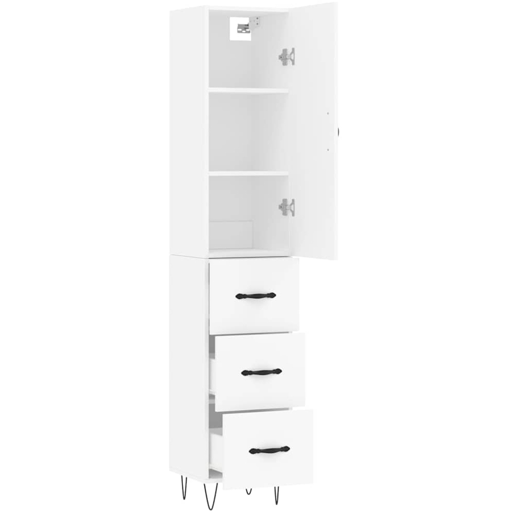 vidaXL Single Door 3 Drawer White Highboard Image 4