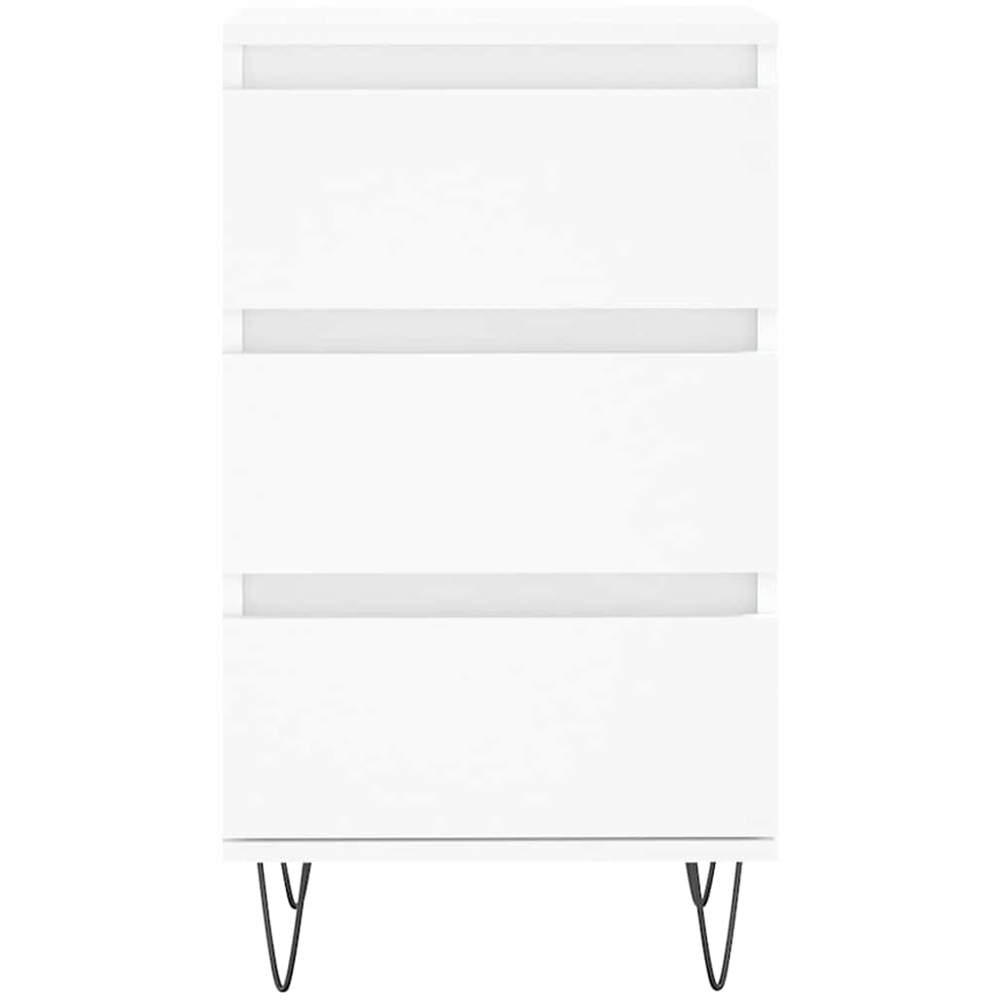 vidaXL 3 Drawer White Sideboard with Metal Legs Image 5