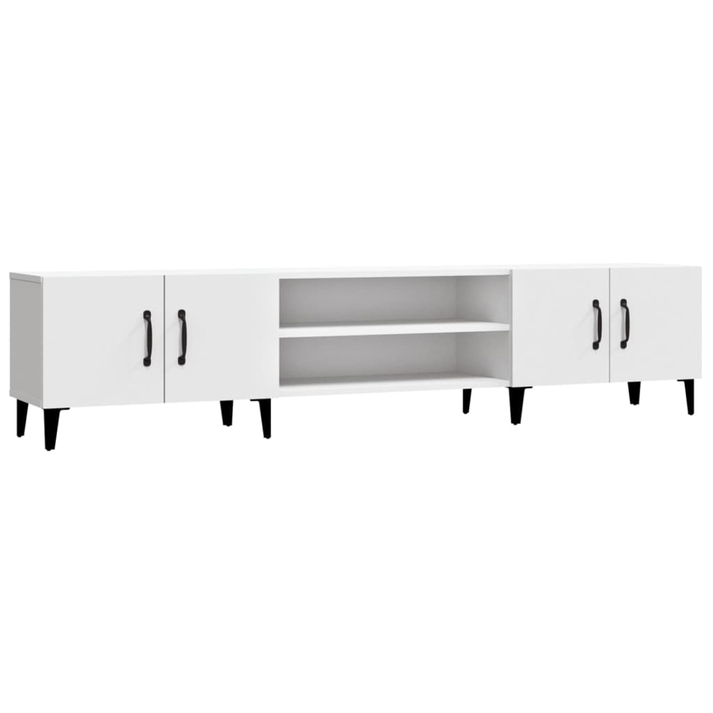 vidaXL 4 Door 2 Shelf White TV Cabinet Image 2