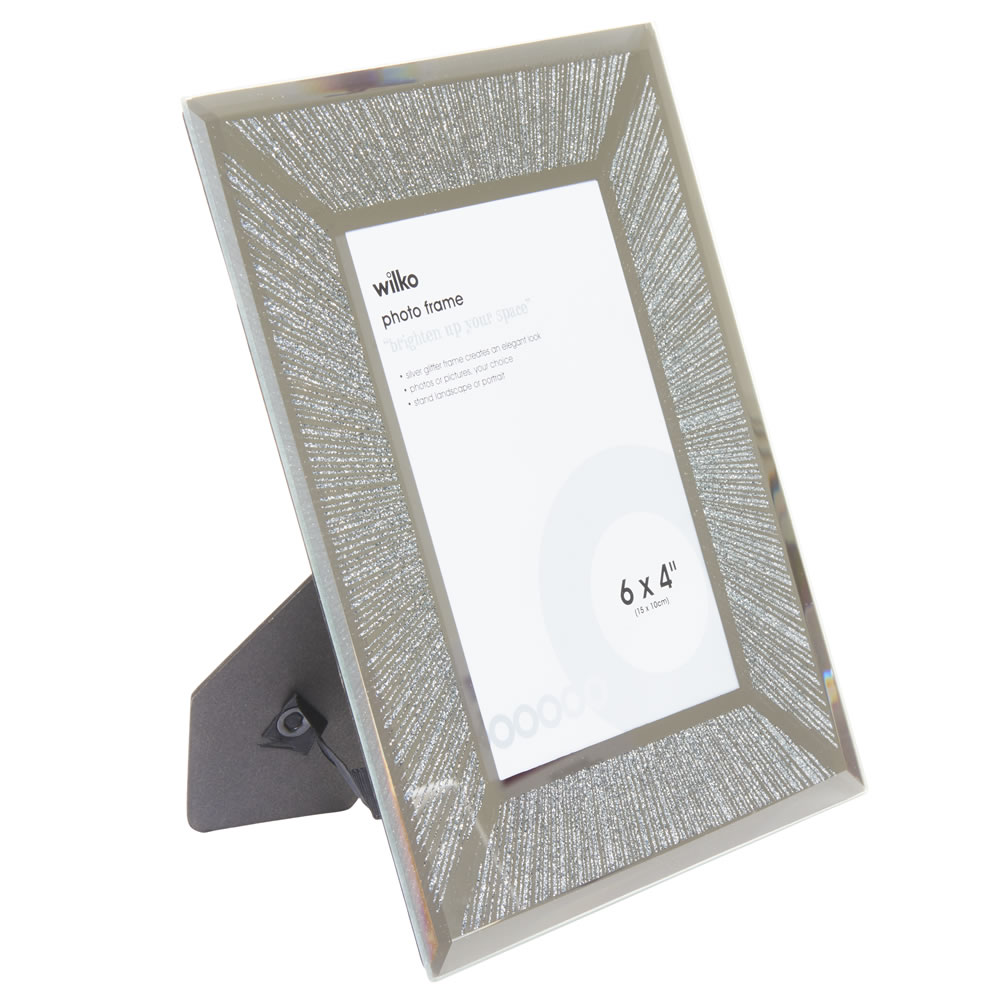 Wilko Silver Glitter Photo Frame 6 x 4 Inch Wilko