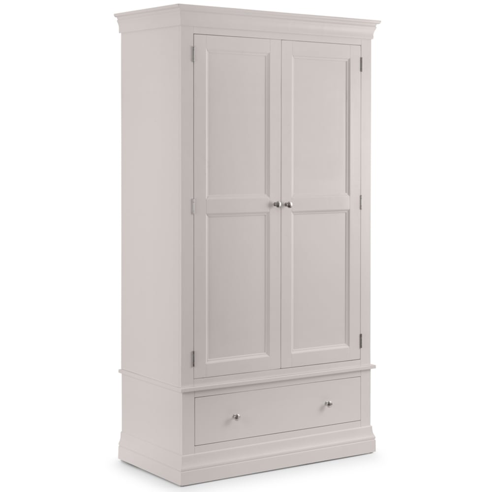 Julian Bowen Clermont 2 Door Single Drawer Light Grey Wardrobe Image 2