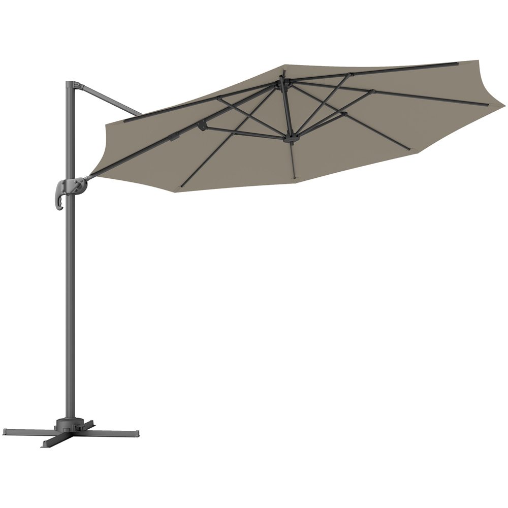 Outsunny Light Grey Cantilever Parasol with Cross Base 3m Image 1