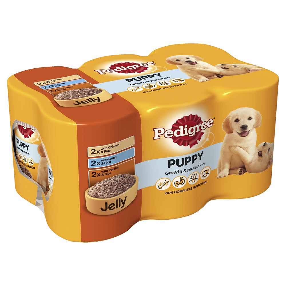 Pedigree Tinned Puppy Food Chicken Poultry and    Lamb with Rice in Jelly 6 x 400g Image
