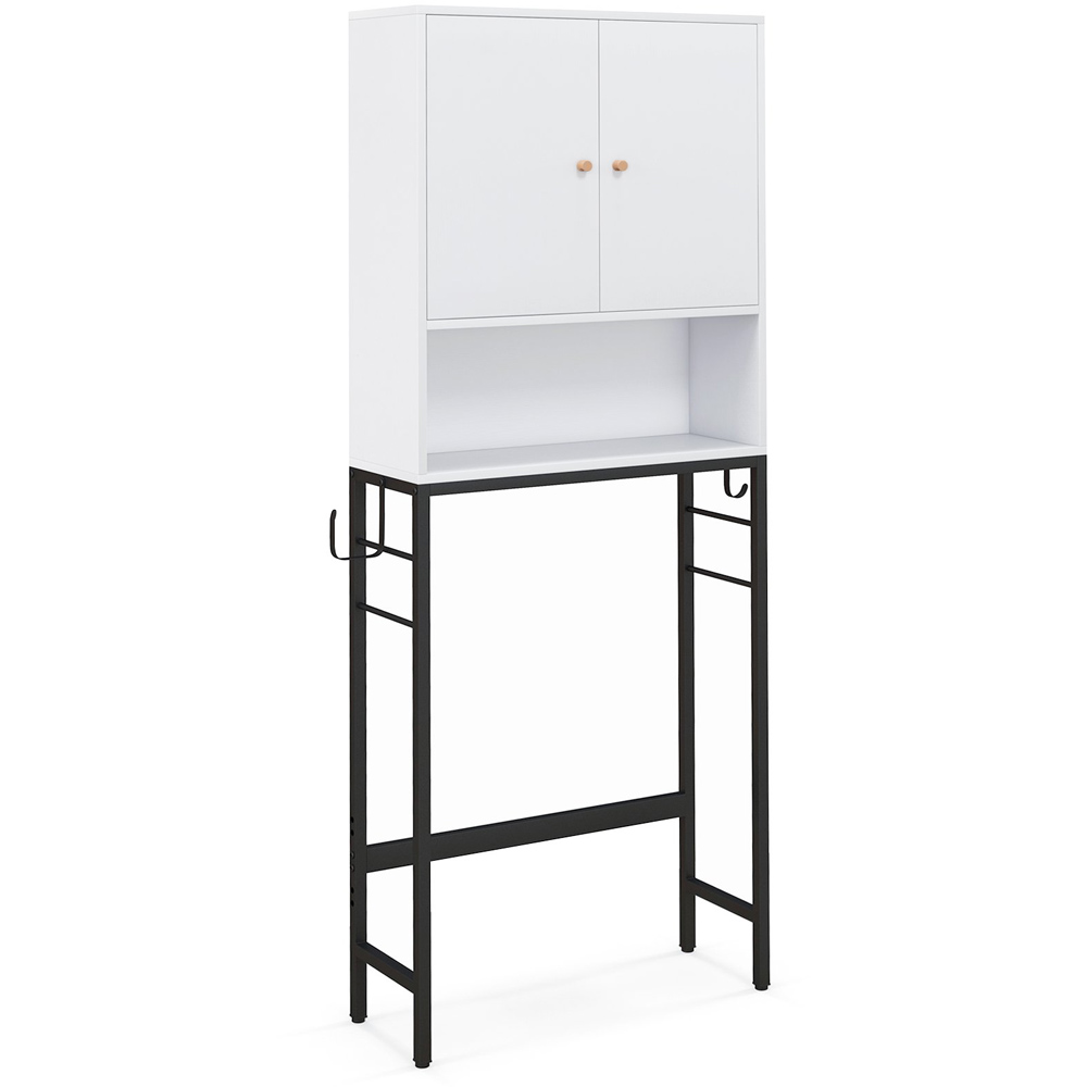 Costway 2 Door Single Shelf White Over The Toilet Storage Cabinet Image 2
