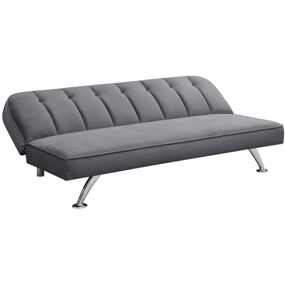 Brighton 3 Seater Grey Velvet Sofa Bed Image 4