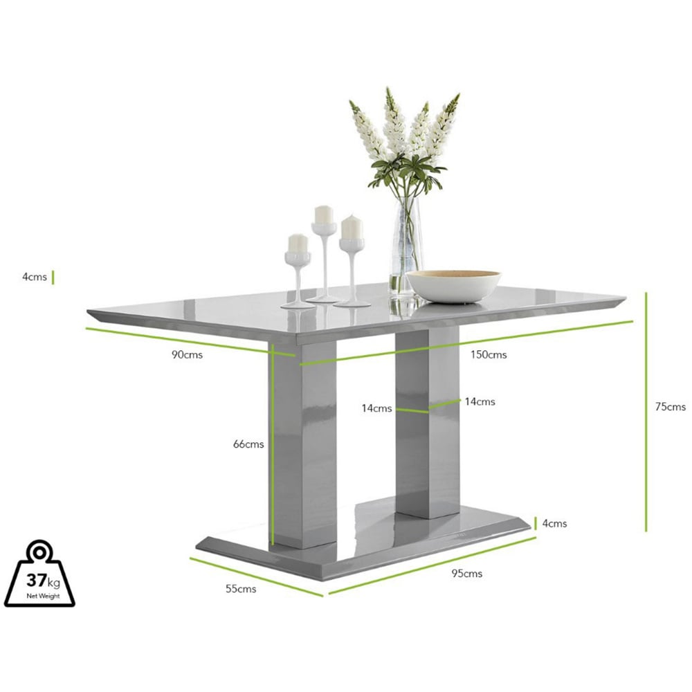 Furniturebox Molini Kensington 6 Seater Dining Set Grey Gloss and Chrome Image 8