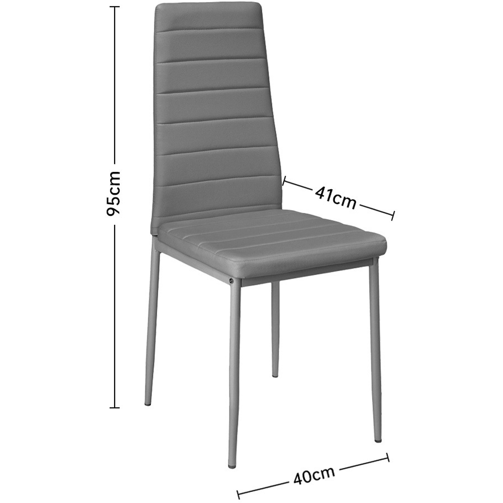 Living and Home Set of 4 Grey Faux Leather Dining Chair Image 9