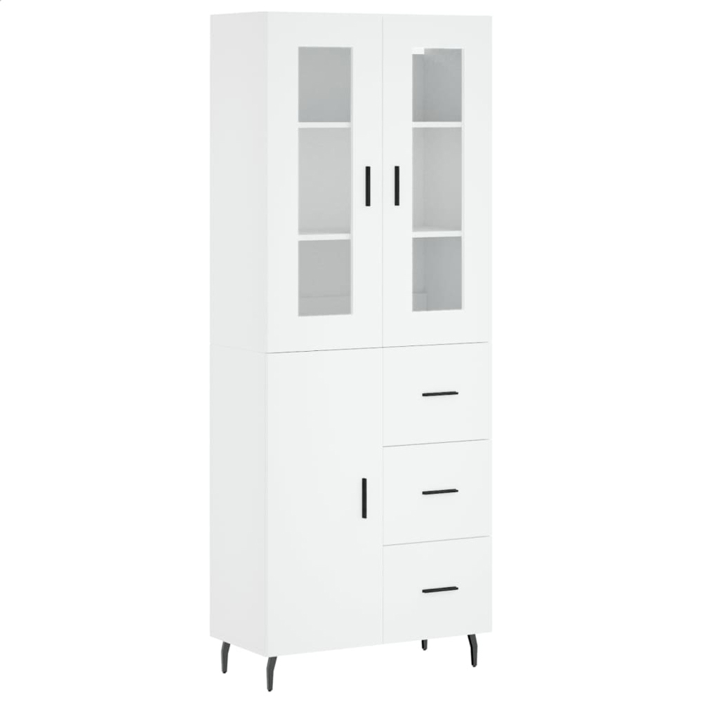 vidaXL 3 Door 3 Drawer 3 Shelf White Highboard Image 2