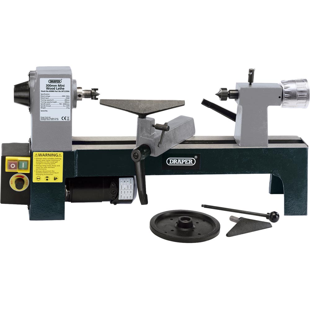 Draper Variable Speed Mini Wood Lathe 250W Image 3