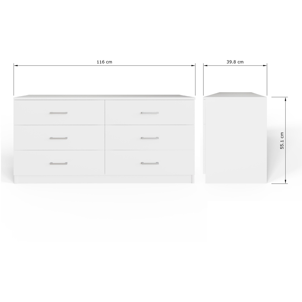 GFW Bailey 6 Drawer White Chest of Drawers Image 9