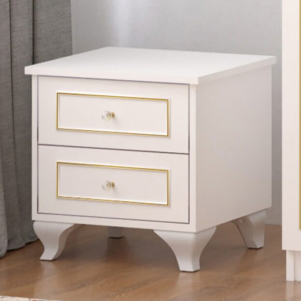 Evu MARIE 2 Drawer White Bedside Table Image 1