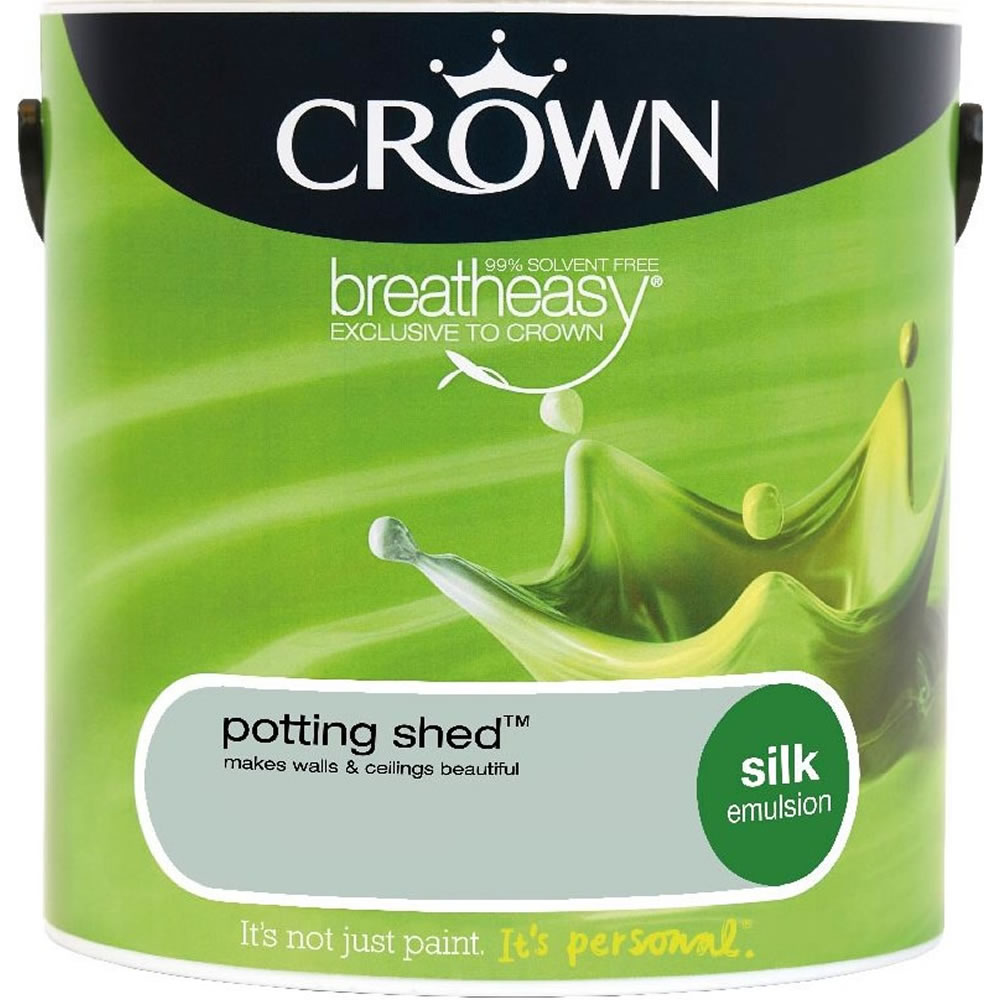 Crown Silk Emulsion Paint                         Potting Shed 2.5L Image 1