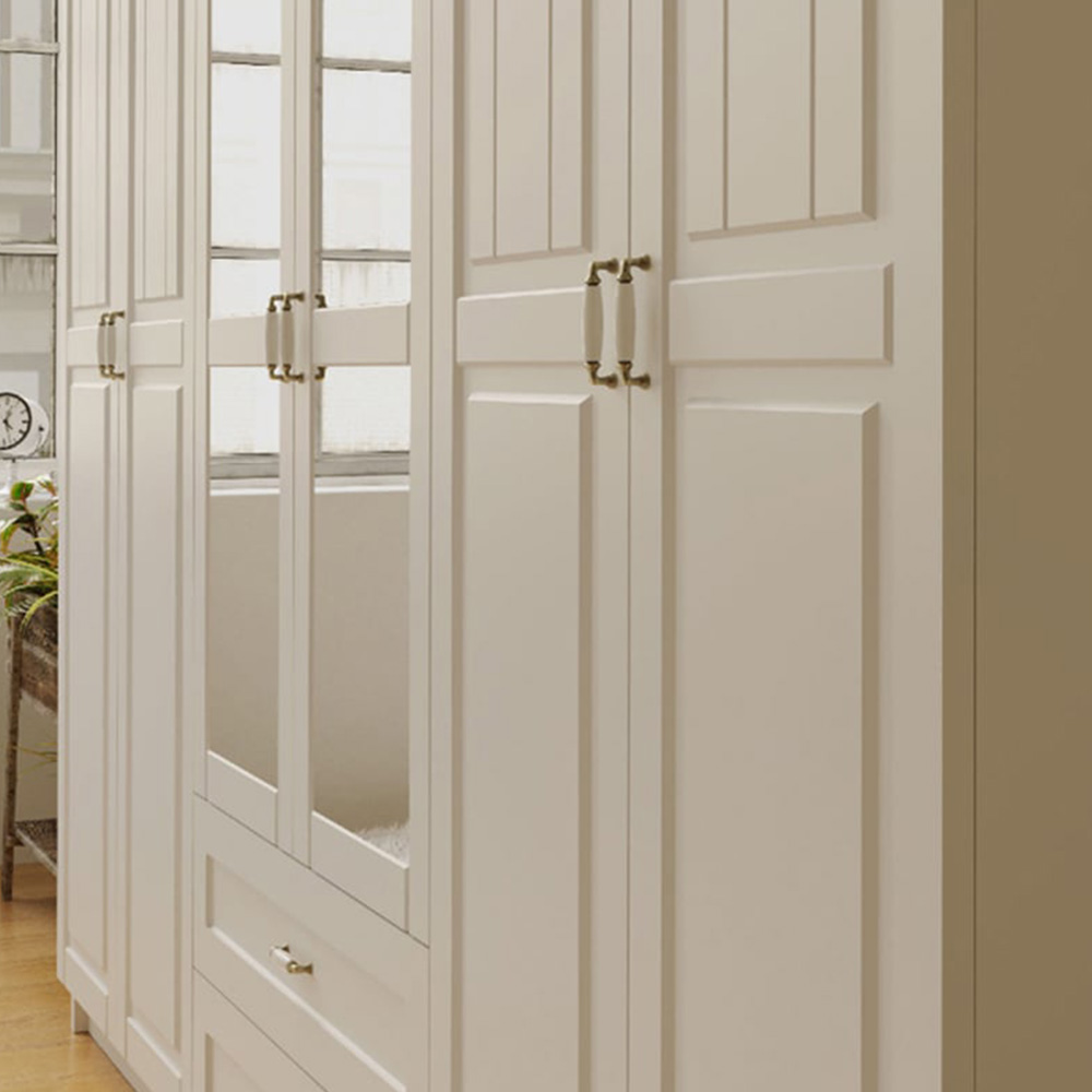 Evu Charlotte 6 Door 2 Drawer White Mirror Wardrobe Image 3